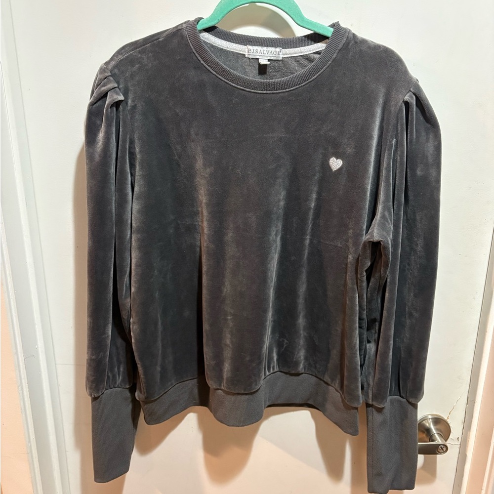 P J Salvage  XL gray velour sweatshirt